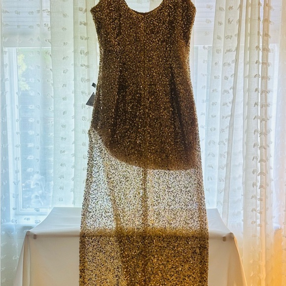 NADINE MERABI Gold Sequin Maxi Dress - Picture 1 of 3